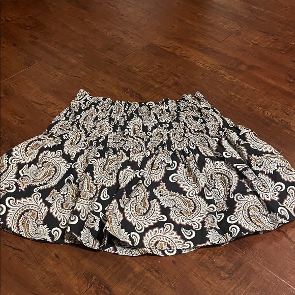 Anthropologie Eula Pintucked Skirt Paisley Black White ochre mini  XS - Picture 4 of 8